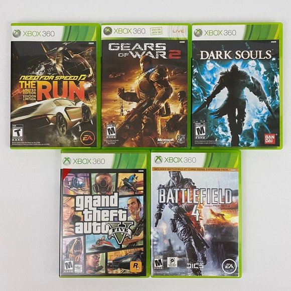 GTA 5 + BF4 + Need for Speed the Run + GoW2 - Xbox 360 Games Lot of 5 Video Game